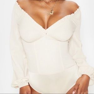 PLT milkmaid cream white top  long sleeve bodysuit